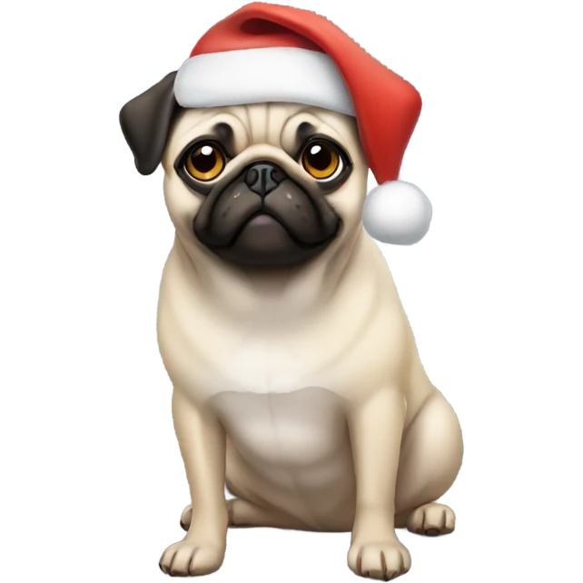 Pug wearing a Santa hat emoji