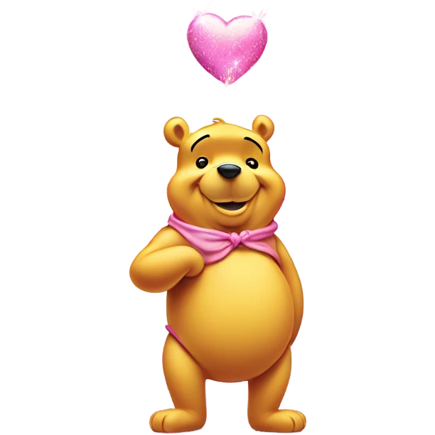 winnie the pooh holding sparkled pink heart emoji