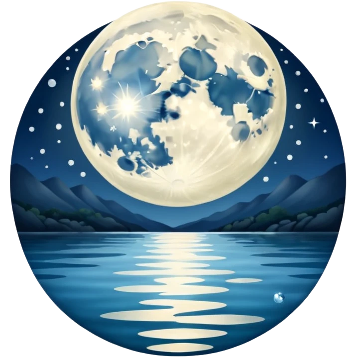 full moon with shimmering water emoji