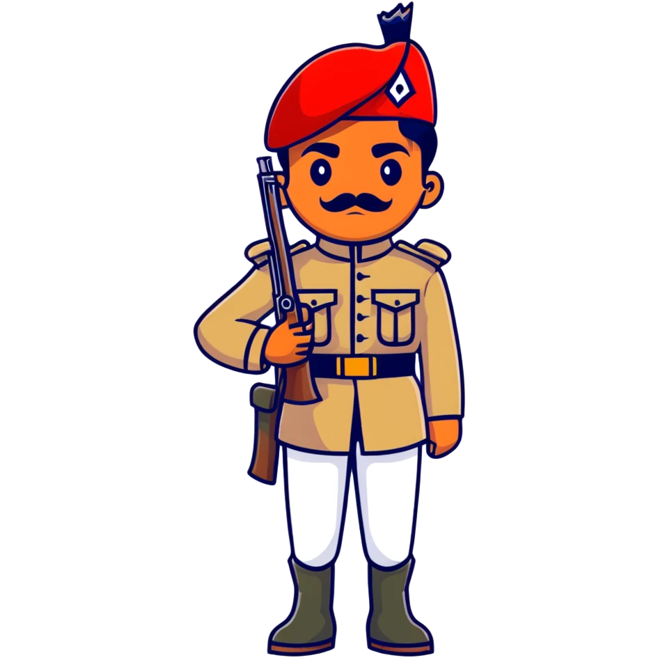 historical sepoy Indian soldier in 19th century military uniform with rifle emoji