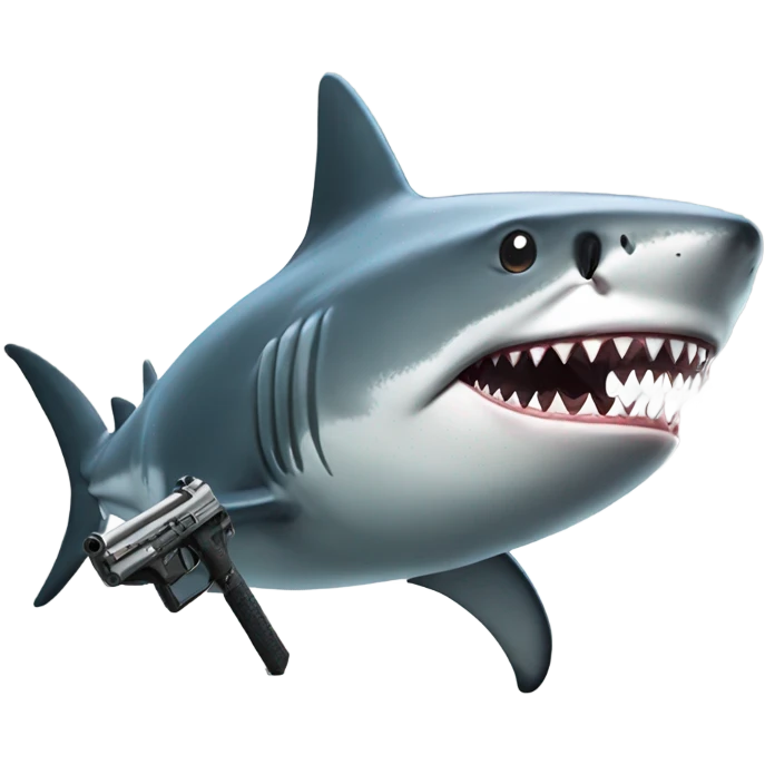  shark with gun emoji