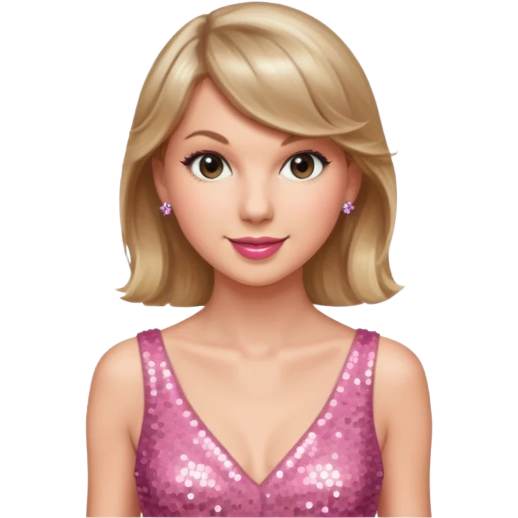 Taylor Swift smile in a sparkling pink dress emoji