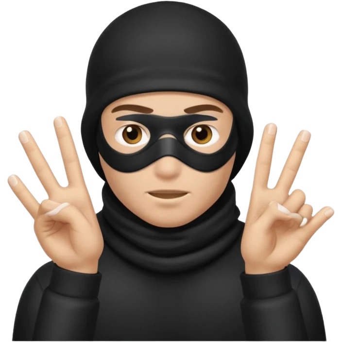 Peux tu me faire un policier gangster avec une cagoule qui fait des doigts shampooing emoji