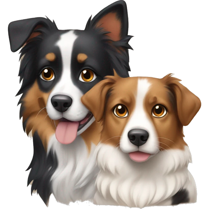 A calico cat next to a black and tan Australian Shepard dog emoji