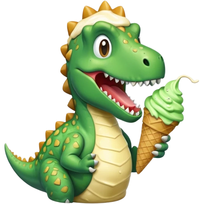 Dinosaur eating ice cream emoji