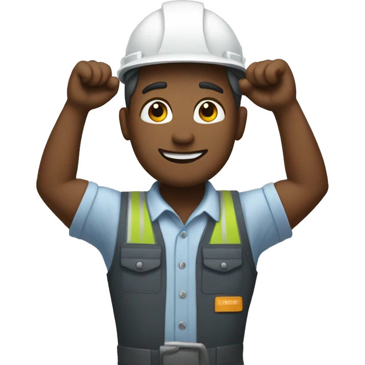 worker arms up emoji