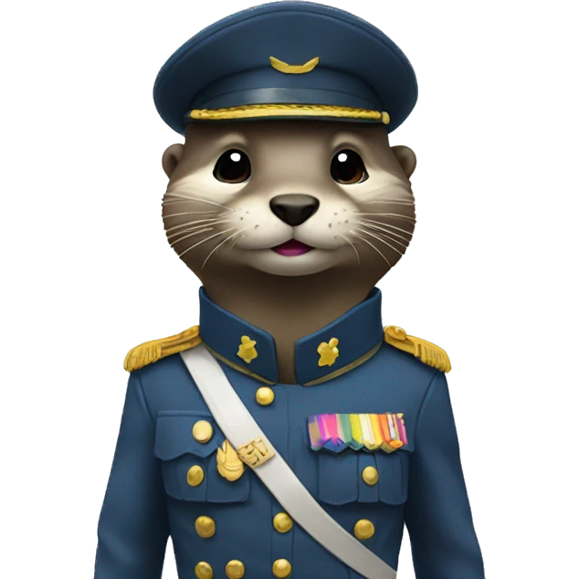 An otter soldier in a rainbow uniform saluting emoji