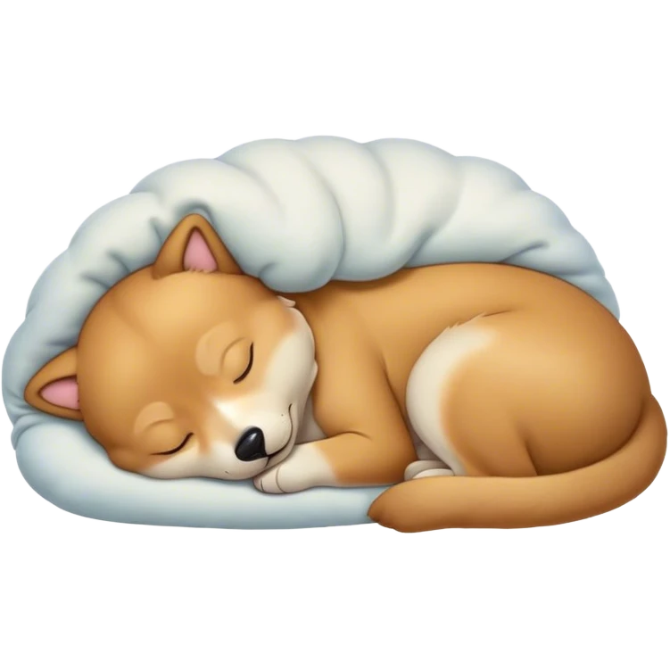 Meme-Worthy Cute Sleeping Domestic Dog Portrait Emoji, Head resting peacefully with a contented smile, showcasing a delightfully cuddly build and a luxuriously soft coat, eyes gently closed in serene, restful slumber, Simplified yet hilariously adorable features, highly detailed, glowing with a soft, drowsy light, high shine, relaxed and utterly lovable, stylized with an air of playful laziness, soft glowing outline, capturing the essence of a sleeping dog that feels destined to become the next viral sensation of adorable rest! emoji