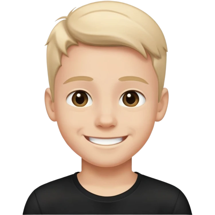 smiling boy in black shirt emoji