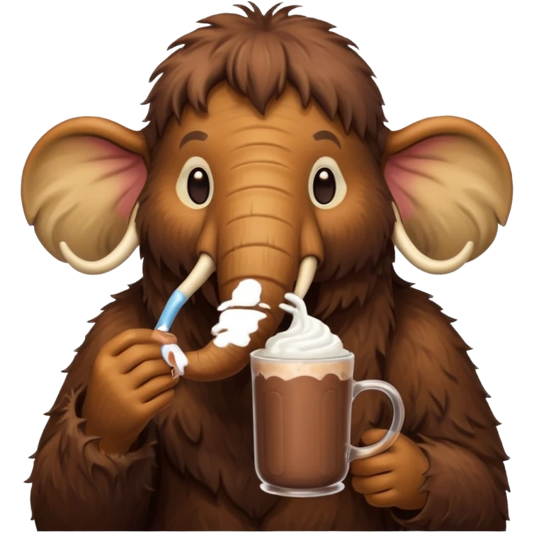 A mammoth who drinks a hot chocolate emoji