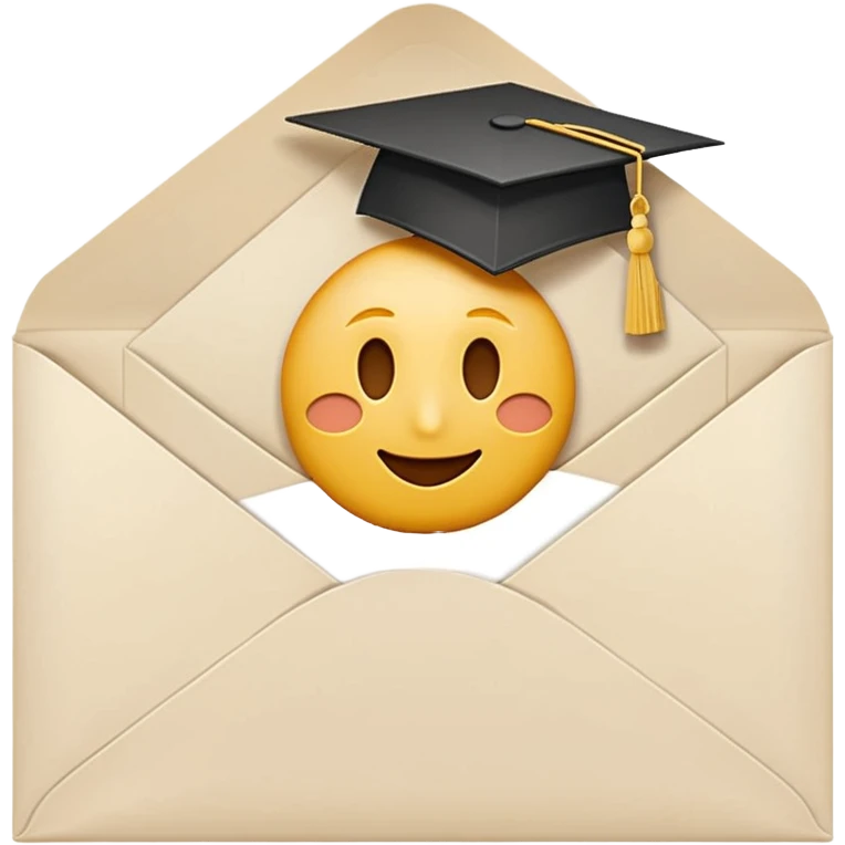 A simple emoji-style icon of a white manila envelope with subtle paper texture, clean edges, and a small graduation NUMBER  2022-photo icon on the front, graduation icon  emoji