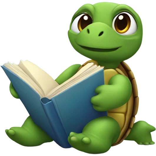 A turtle reading  emoji