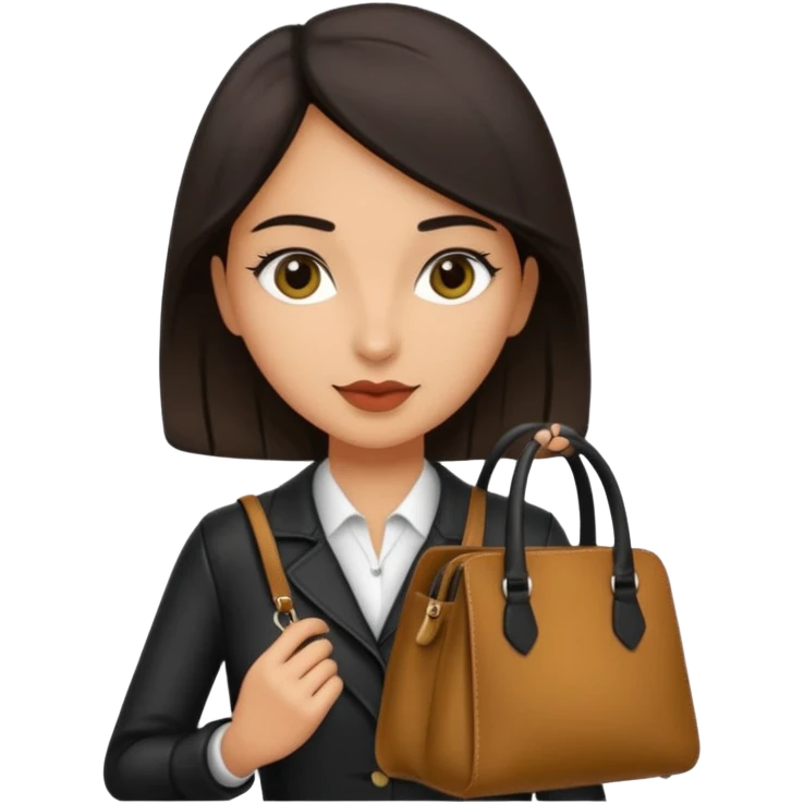 italian female with italian fashion style, holding bag emoji