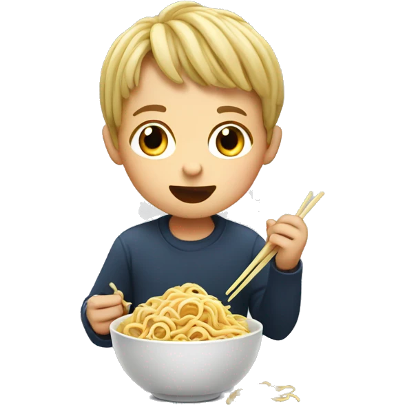 Kid eating noodles emoji