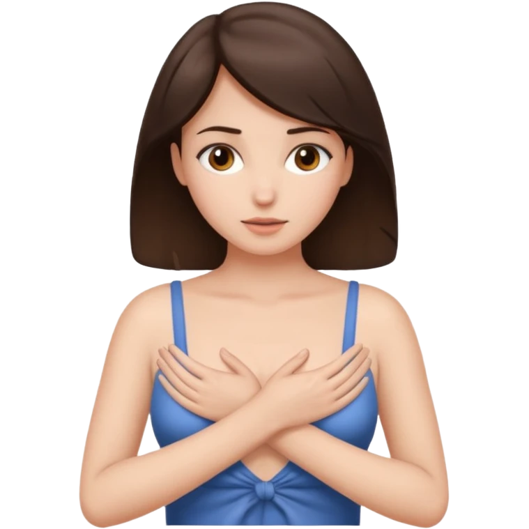 Brunette woman covering nipples emoji