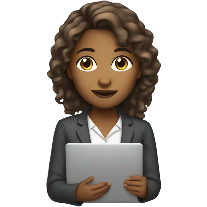 Medium hair light skin  Brown girl, computer science intern with a computer  emoji