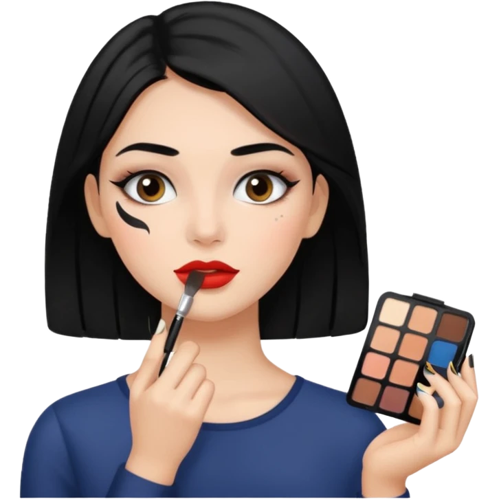 메이크업 받고 있는 검정색 머리의 여성 emoji