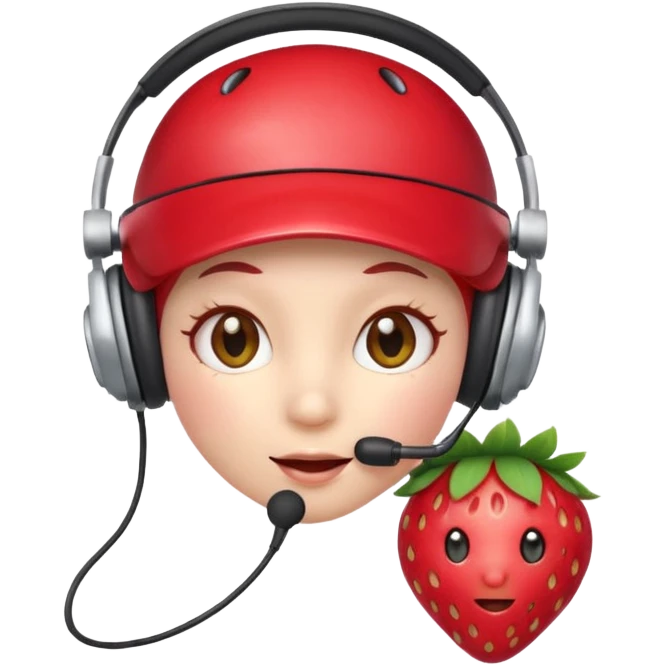 A Cute strawberry wearing headset  emoji