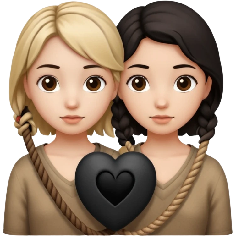 crea un emoji con esos 3 en conjunto👭🏻🖤🪢 emoji