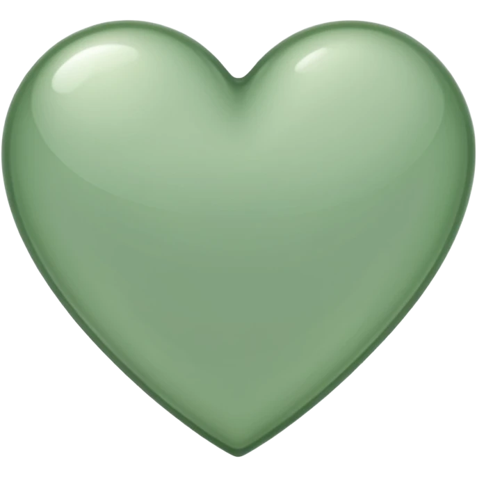 sage green heart with transparent bg without highlights, more thin and narrow, basically like this 🩷 shape emoji