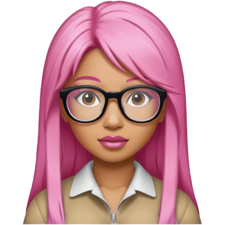 Rapper Nicki Minaj pink hair wear glasses emoji