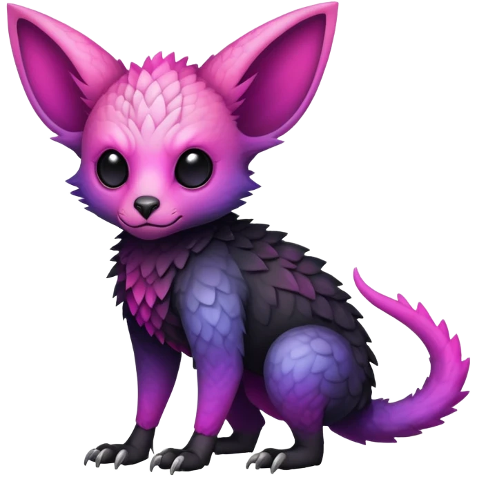 Cool Edgy Black-pink-purple-gradient badass Trico-animal-creature full body emoji