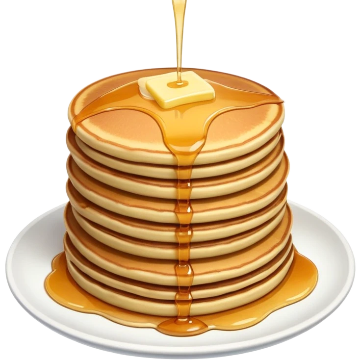 Stack of pancakes with maple syrup and butter emoji
