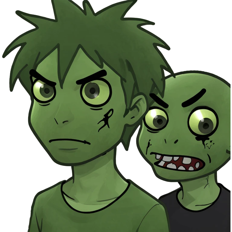 boy zombie with black hair edgar and emo emoji