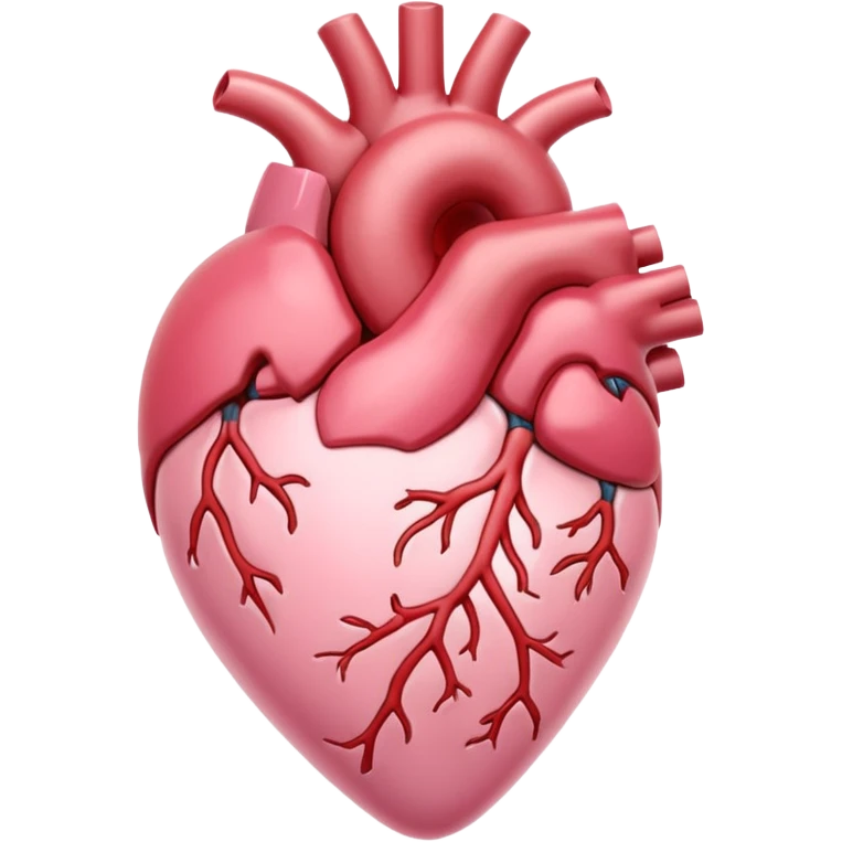 anatomical heart, pastel light pink, iOS emoji style, variation 2 emoji