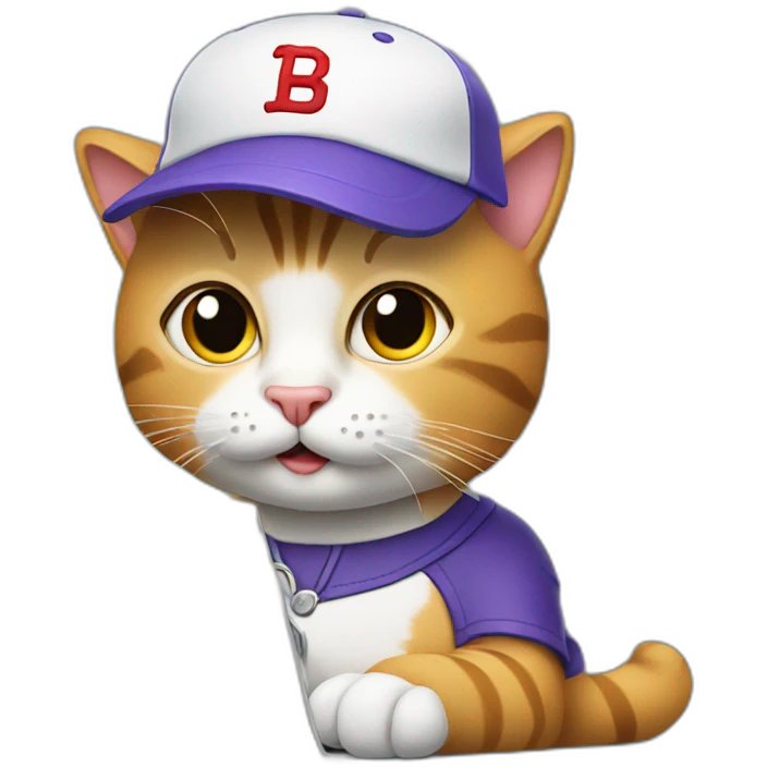 cat working with laptop wearing baseball hat emoji