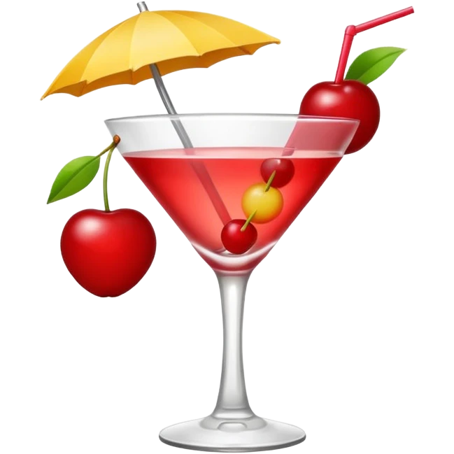 minimalistic beach cocktail emoji, with a cherry emoji