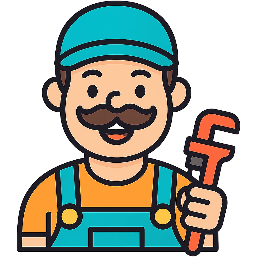 funny plumber with a turquoise hat, clean and professional emoji