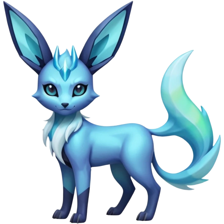 Shiny Edgy Badass Dark Pastel Gothic Glaceon-Amaura-Aurorus-Fakémon-hybrid-creature (full body)  emoji