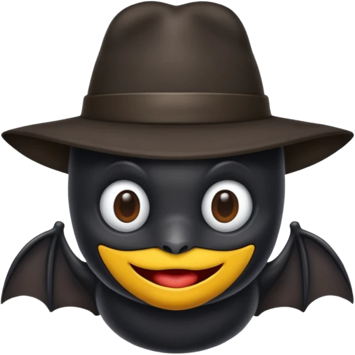 black bat with hat emoji