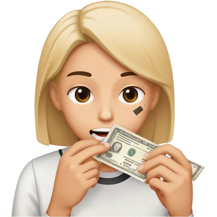 Person eating receipt bill emoji