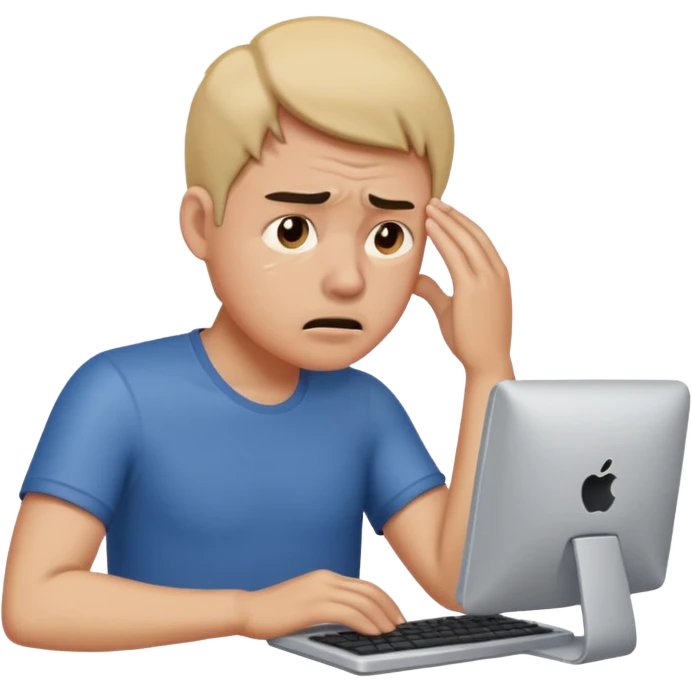 man struggling on computer emoji