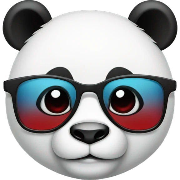 a panda wearing blue star glasses and red lipstick emoji