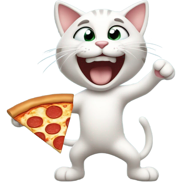 A cat dancing with pizza emoji