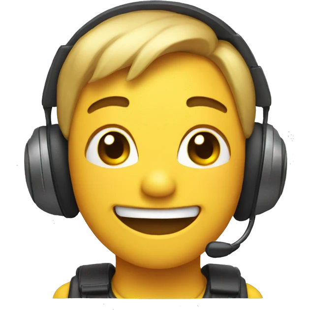 smiling emoji with headset emoji