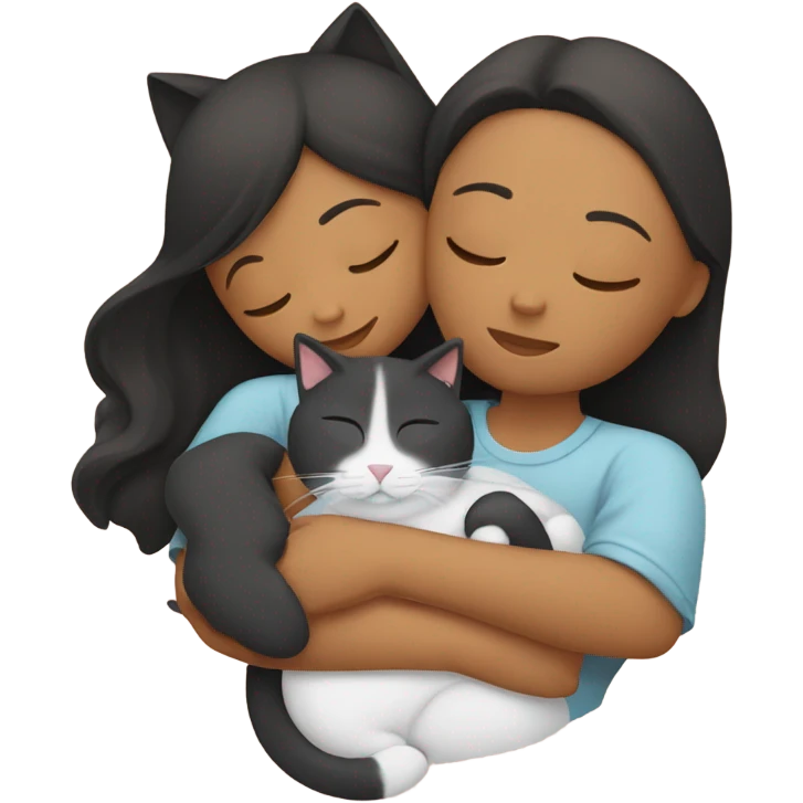 Girl and cat sleeping emoji