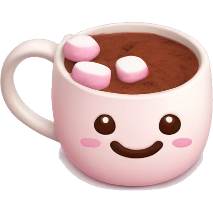 mug with cacao with marshmallow pink christmas mood emoji