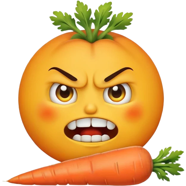 Angry emoji with carrots for teeth emoji