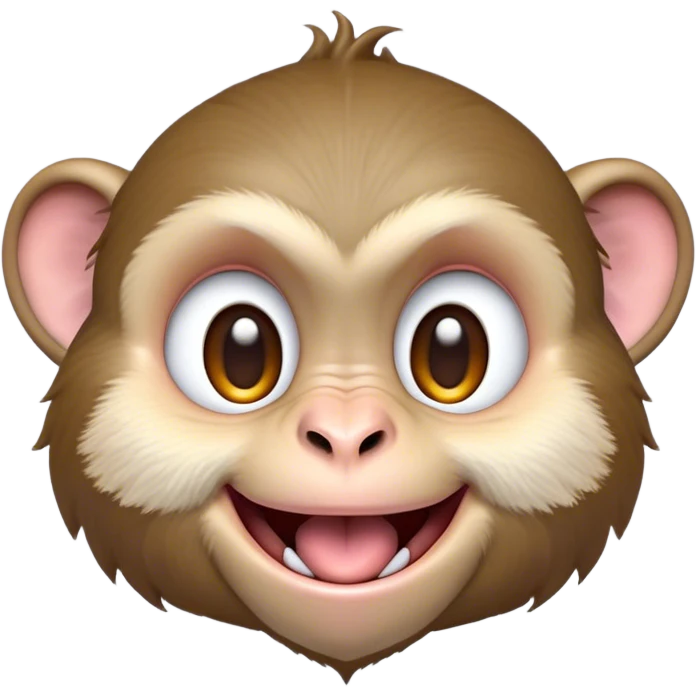Cinematic Adorably Mischievous Macaque Portrait Emoji, Head tilted in a playful wink with an exaggerated, cheeky grin and a slightly raised eyebrow, featuring a compact, nimble build with fluffy fur and round, twinkling eyes brimming with mischief, Simplified yet irresistibly endearing features, highly detailed, glowing with a bright, joyful radiance, high shine, lively and quirky, stylized with an air of whimsical primate fun, soft glowing outline, capturing the essence of a mischievous macaque that seems ready to pull a playful face and scamper into your heart! emoji