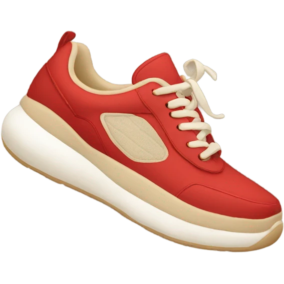 red and beige sneakers on feet emoji