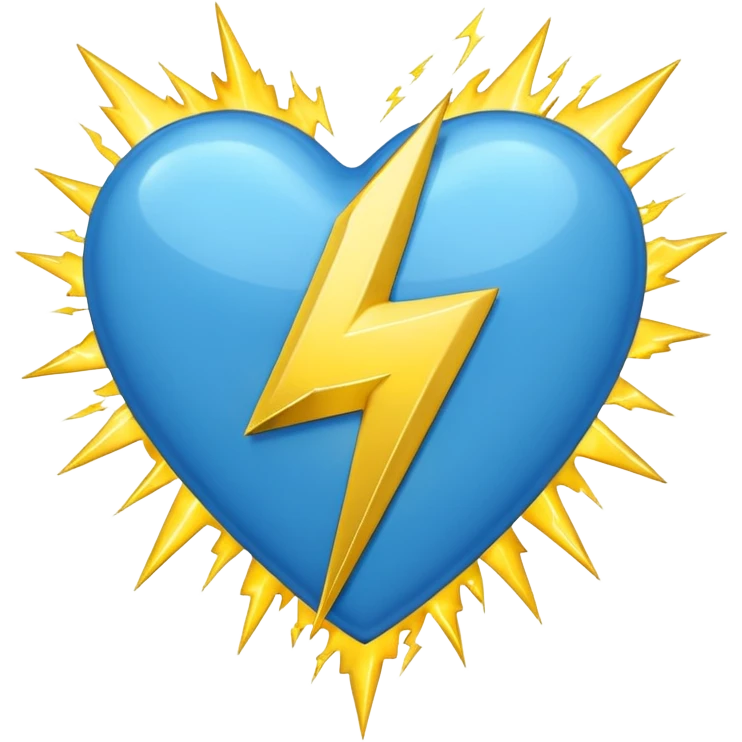 blue heart with a lightning bolt emoji