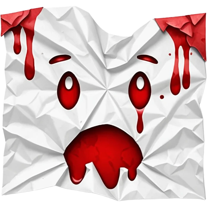 crumpled paper with blood stain emoji