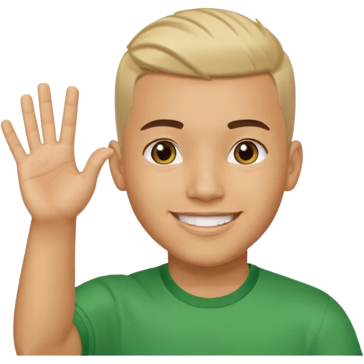 joven trigueno corte de pelo reguetoon sonrisa bonita saludando mano arriba emoji