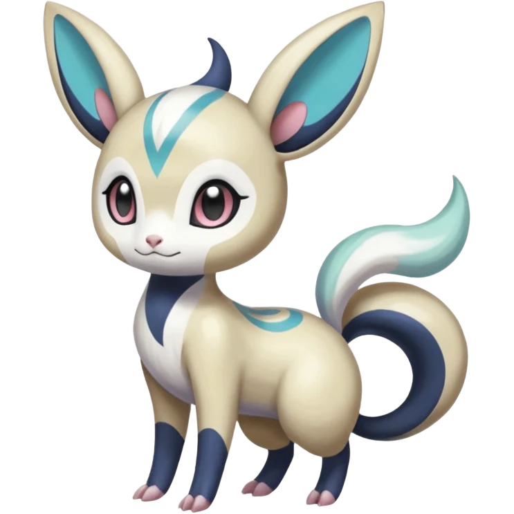 Colorful Skilled Adept Graceful Asian Painted Meloetta-Minccino-Absol-Emolga-Pachirisu-fusion-hybrid-creature (full body) emoji