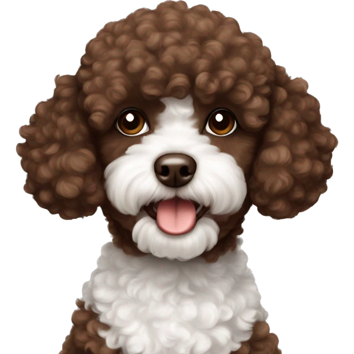 Chocolate brown and white toy poodle emoji