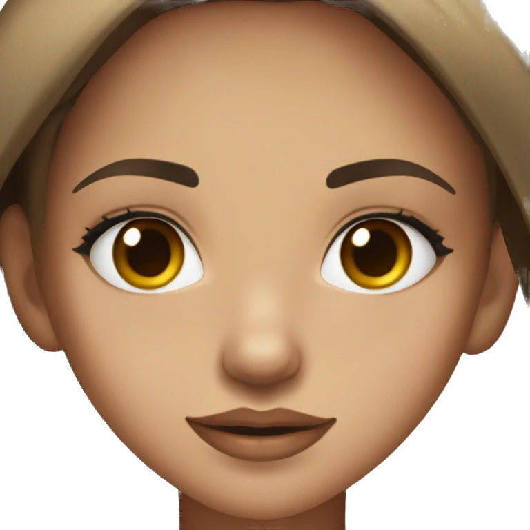 girl with brown eyes and brown hair, nostril piercing and upper lip piercing, wearing a black shirt emoji